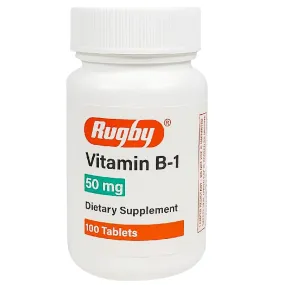 Rugby Thiamine Vitmain B1 Supplement 50 mg Tablets 100 Count