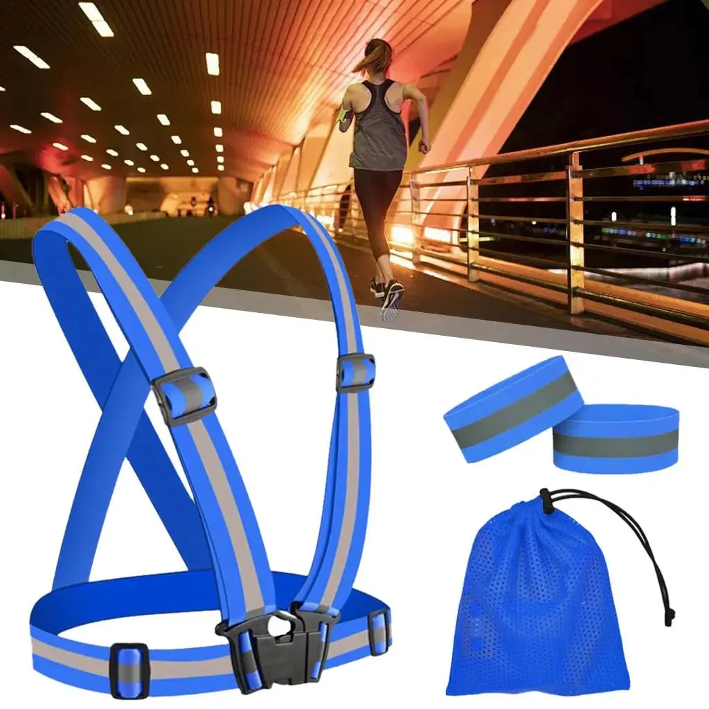 Running Reflective  Adjustable Glowing Reflector Reflector Straps for Night Walking Outdoor Activities Motor  Men Women