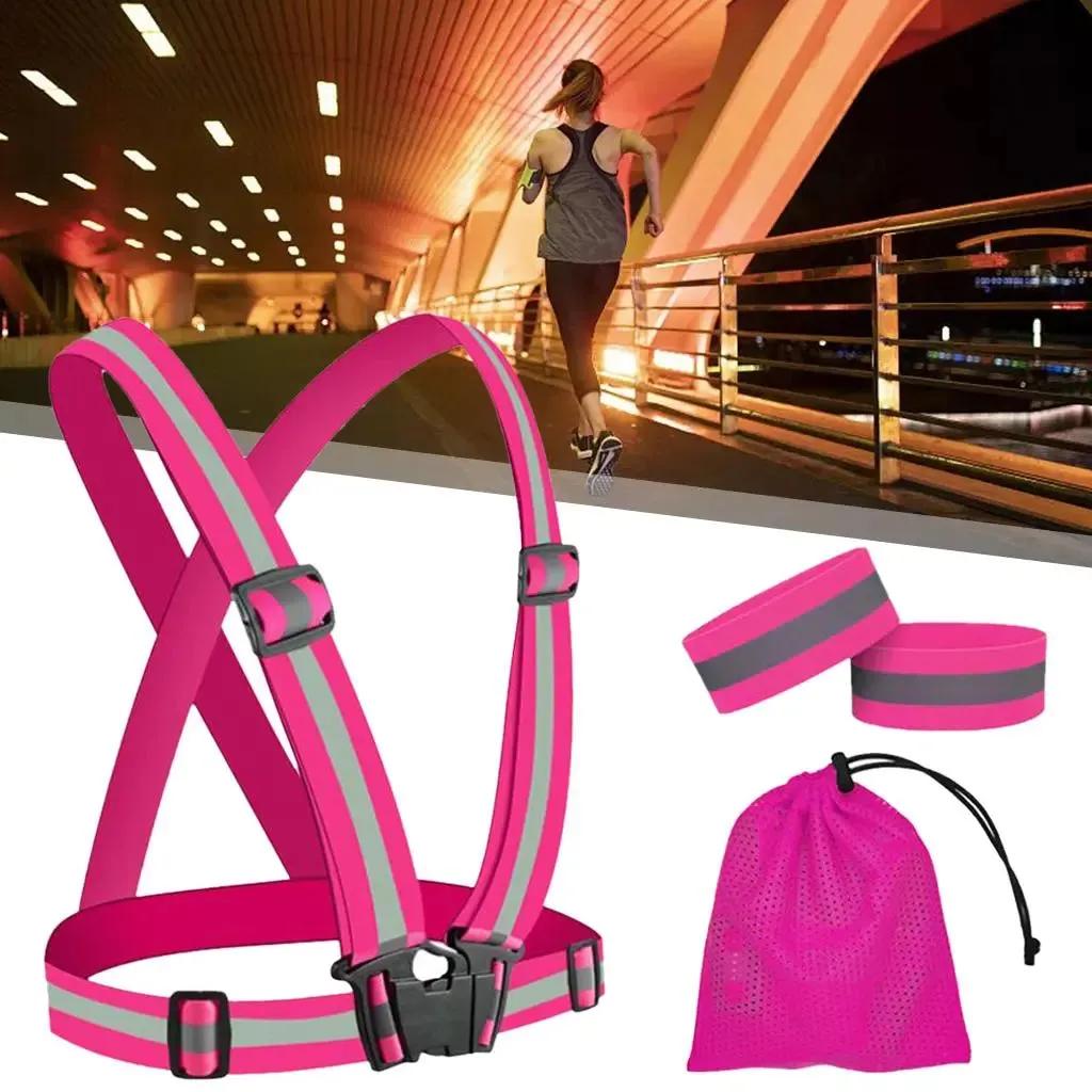 Running Reflective  Adjustable Glowing Reflector Reflector Straps for Night Walking Outdoor Activities Motor  Men Women