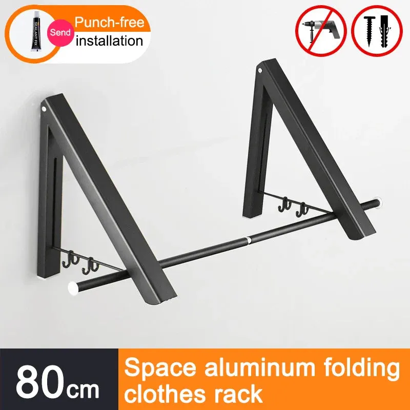 Space Saver Foldable Wall Clothes Aluminum Rack