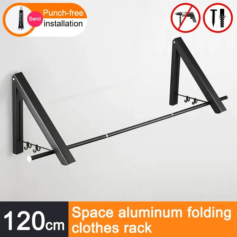 Space Saver Foldable Wall Clothes Aluminum Rack