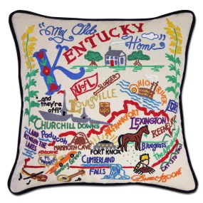 State of Kentucky Hand-Embroidered Pillow