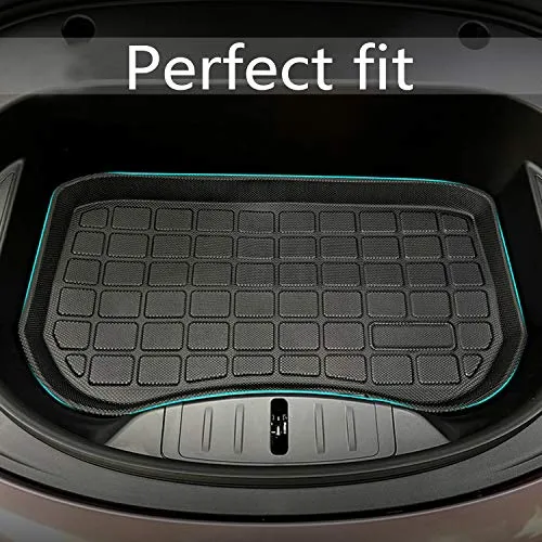 Tesla Model Y Storage Mat and Cargo Liners, Tesla Model Y Accessories, All Weather Trunk Mat, Waterproof Rear Cargo Mat Custom Fit for Tesla, Heavy Duty Floor Mats (Storage Cargo mat)