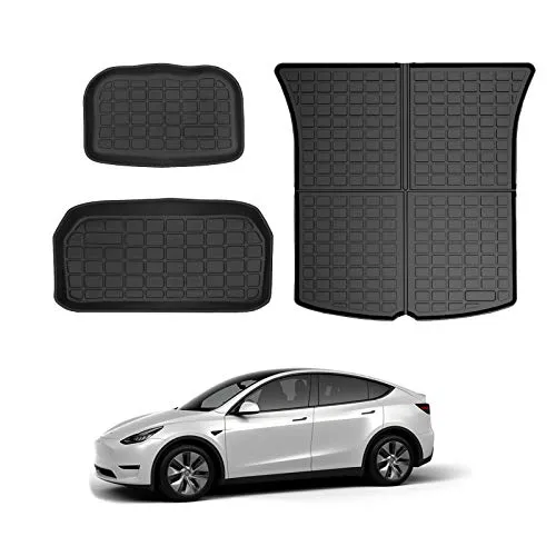 Tesla Model Y Storage Mat and Cargo Liners, Tesla Model Y Accessories, All Weather Trunk Mat, Waterproof Rear Cargo Mat Custom Fit for Tesla, Heavy Duty Floor Mats (Storage Cargo mat)