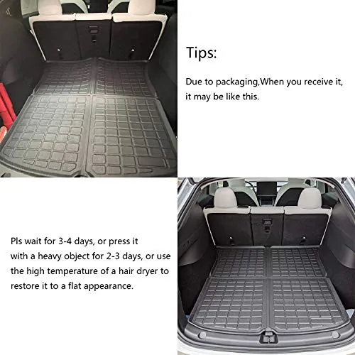 Tesla Model Y Storage Mat and Cargo Liners, Tesla Model Y Accessories, All Weather Trunk Mat, Waterproof Rear Cargo Mat Custom Fit for Tesla, Heavy Duty Floor Mats (Storage Cargo mat)