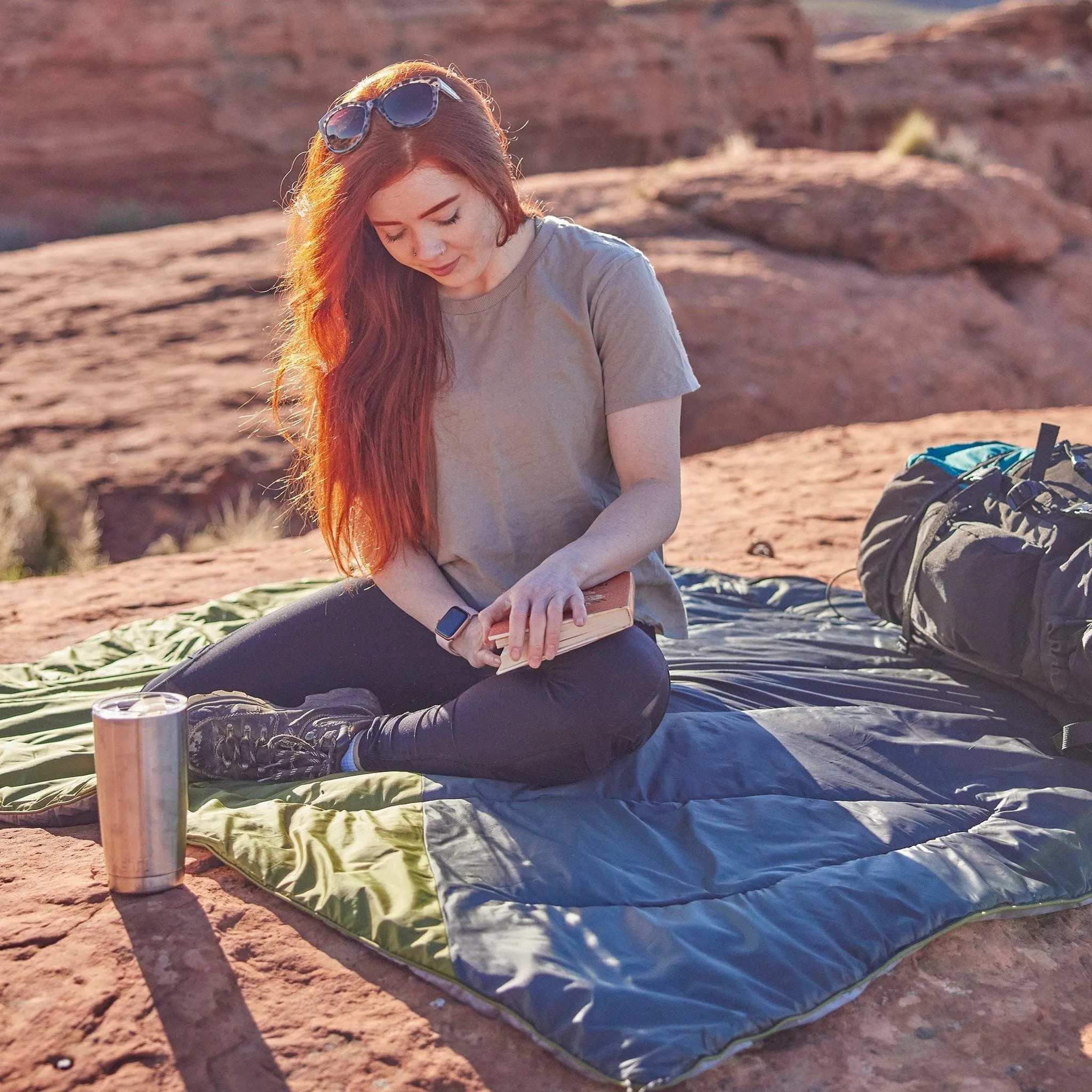 Teton Highline Camp Blanket in Moss/Slate