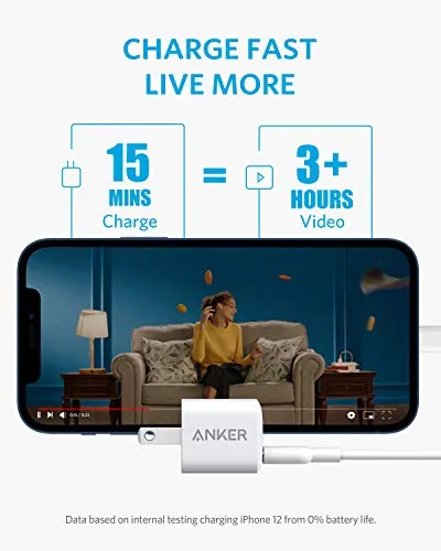 USB C Charger, Anker Nano Charger PIQ 3.0 Durable Compact Fast Charger, PowerPort III for iPhone 12/12 Mini/12 Pro/12 Pro Max/11, Galaxy, Pixel 4/3, iPad Pro (Cable Not Included)