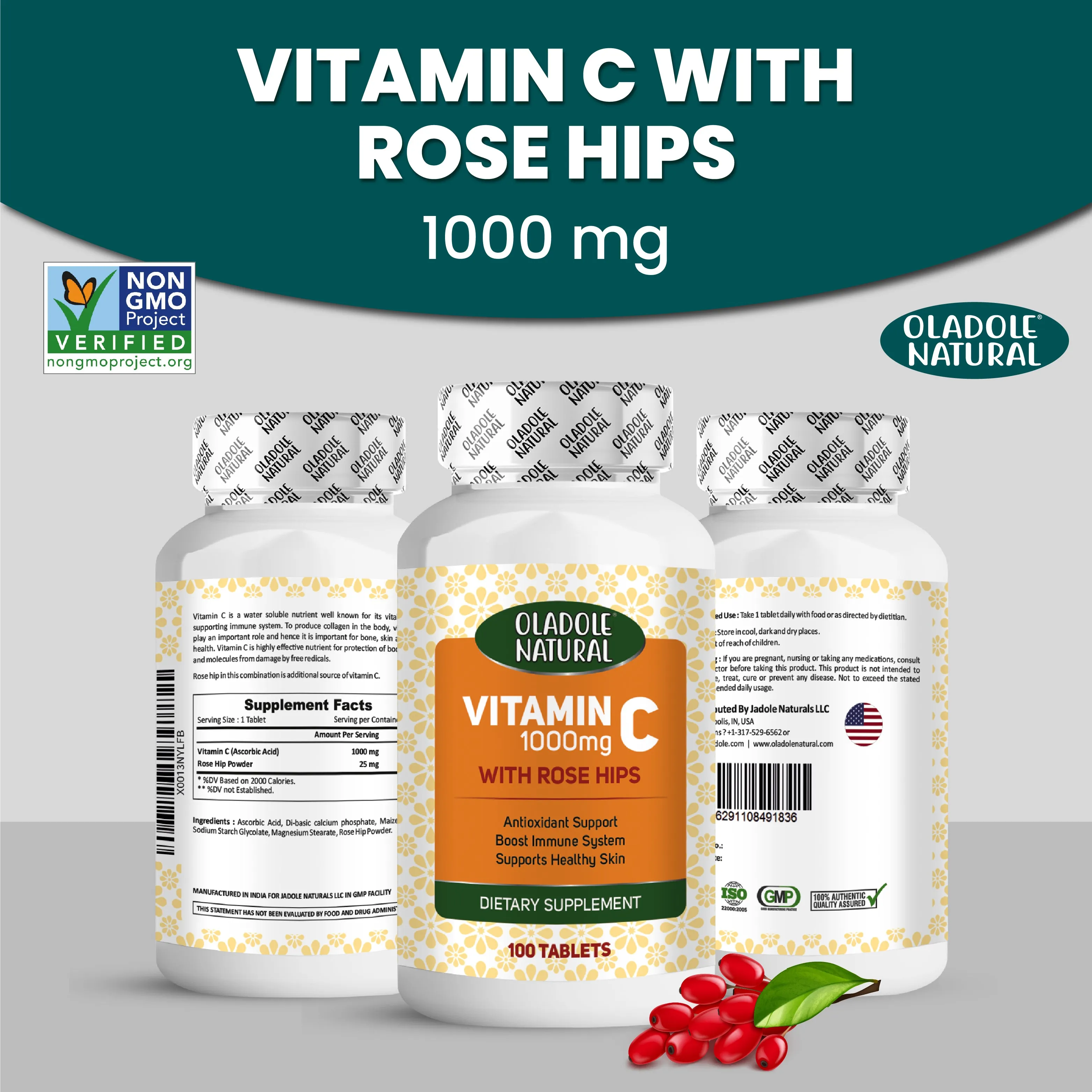 Vitamin C 1000 mg with Rose Hips 100 Tablets