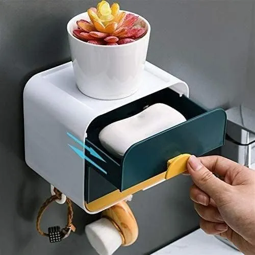 Wall-mounted 1-tier soap dispenser with convenient hanger