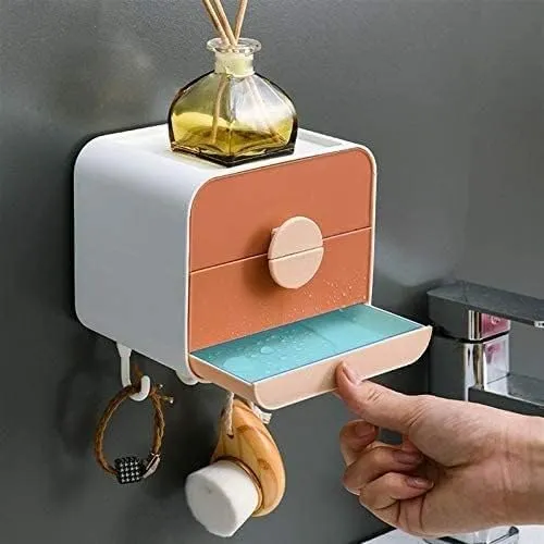 Wall-mounted 1-tier soap dispenser with convenient hanger