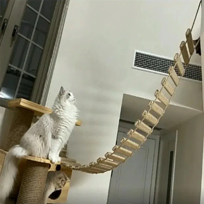 Wall-Mounted Cat Bridge with Sisal Scratching Post