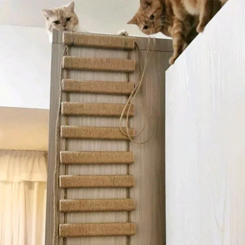 Wall-Mounted Cat Bridge with Sisal Scratching Post