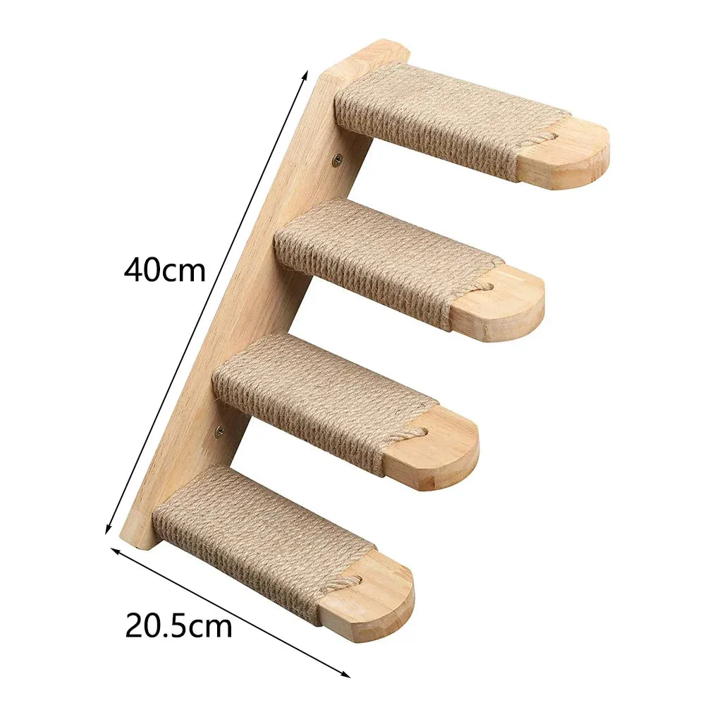 Wall-Mounted Cat Climbing Shelf with Sisal Scratching Post