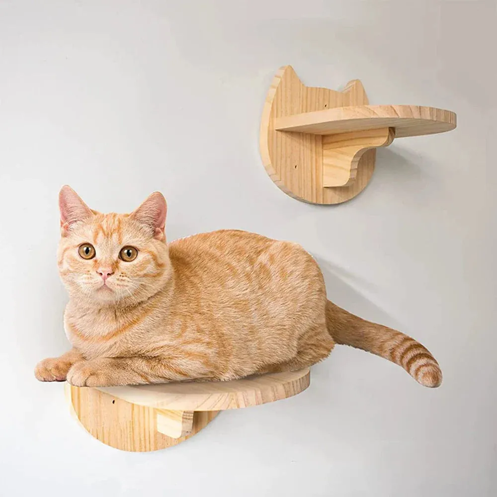 Wall-Mounted Cat Climbing Shelf with Sisal Scratching Post