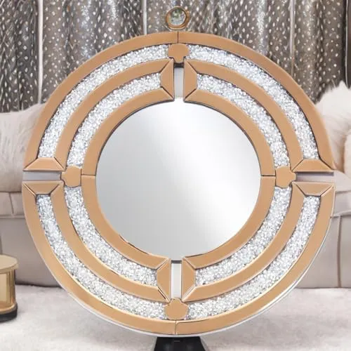 Wall-Mounted Round Mirror for Bathroom, Bedroom, Living Room, Dining Room, Entryway