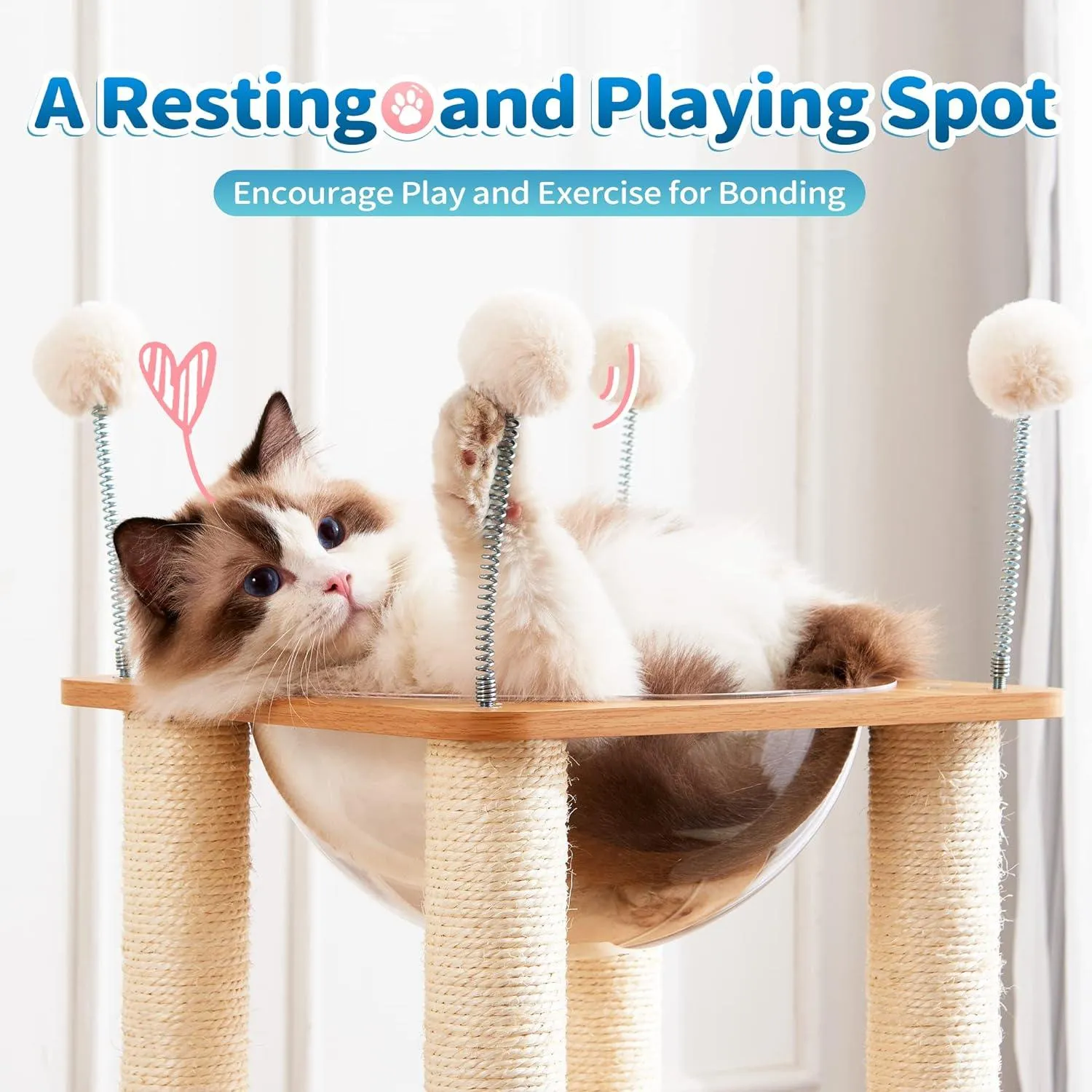 Wood Kitty Condo Climbing Furniture with Scratching Post