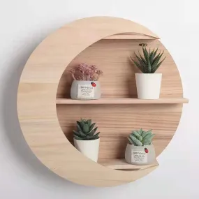 Wooden Moon Wall Shelf - Wall-Mounted Storage