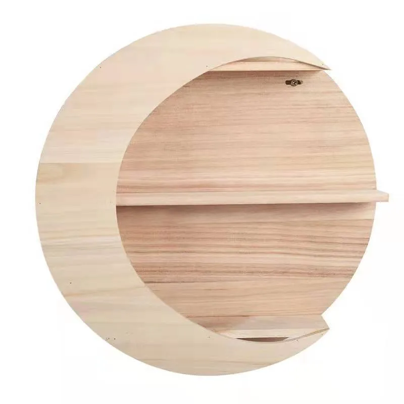 Wooden Moon Wall Shelf - Wall-Mounted Storage