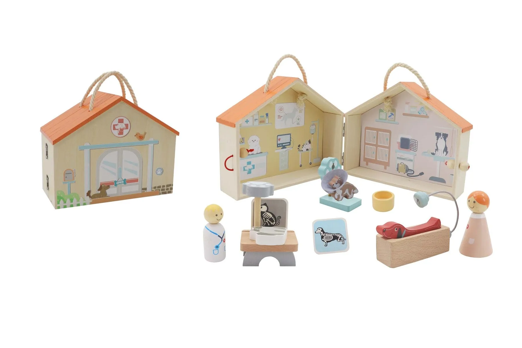 Wooden Portable Vet Hospital Playset